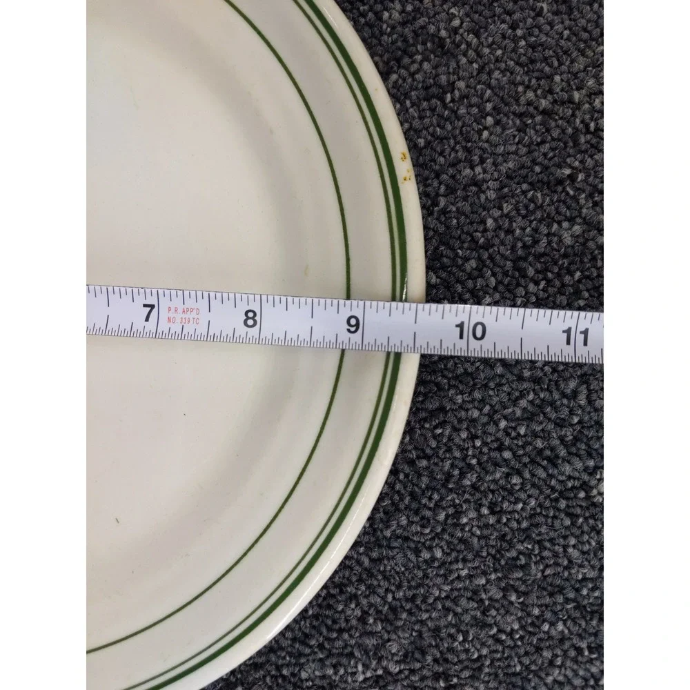Wellsville Green Band Divided Grill Plates 9.5